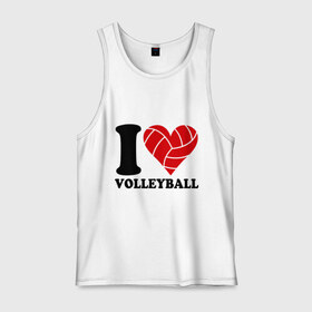 Мужская майка хлопок с принтом I love volleyball - Я люблю волейбол , 100% хлопок |  | волейбол