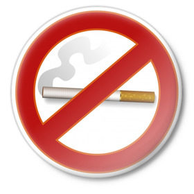 Значок с принтом Не курить! ,  металл | круглая форма, металлическая застежка в виде булавки | no smoking | знаки | предупреждение