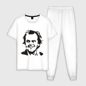 Мужская пижама хлопок с принтом Джек Николсон , 100% хлопок | брюки и футболка прямого кроя, без карманов, на брюках мягкая резинка на поясе и по низу штанин
 | 