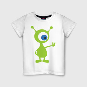 Детская футболка хлопок с принтом Инопланетный зверек , 100% хлопок | круглый вырез горловины, полуприлегающий силуэт, длина до линии бедер | гуманоид | инопланетный зверек с планеты эпиметей.пришельцы | инопланетянин | нло