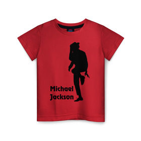 Детская футболка хлопок с принтом Michael Jackson (15) , 100% хлопок | круглый вырез горловины, полуприлегающий силуэт, длина до линии бедер | michael jackson | pop | король | легенда | майкл джексон | поп | силуэт