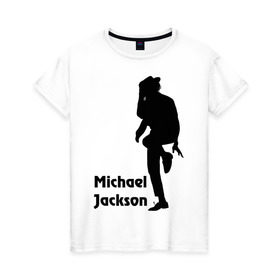 Женская футболка хлопок с принтом Michael Jackson (15) , 100% хлопок | прямой крой, круглый вырез горловины, длина до линии бедер, слегка спущенное плечо | michael jackson | pop | король | легенда | майкл джексон | поп | силуэт