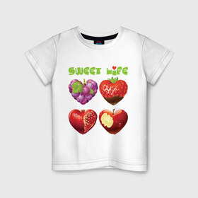 Детская футболка хлопок с принтом Sweet Life - Сладкая жизнь , 100% хлопок | круглый вырез горловины, полуприлегающий силуэт, длина до линии бедер | sweet life | конфеты | сладкая жизнь | сладкое | сладости | сладость