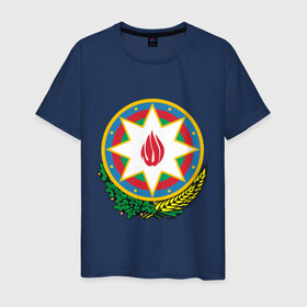 Мужская футболка хлопок с принтом Азербайджан герб , 100% хлопок | прямой крой, круглый вырез горловины, длина до линии бедер, слегка спущенное плечо. | азербайджан | азеры | герб | снг
