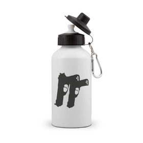 Бутылка спортивная с принтом Пистолеты (11) , металл | емкость — 500 мл, в комплекте две пластиковые крышки и карабин для крепления | Тематика изображения на принте: 