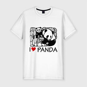 Мужская футболка премиум с принтом I love panda , 92% хлопок, 8% лайкра | приталенный силуэт, круглый вырез ворота, длина до линии бедра, короткий рукав | панда