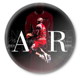 Значок с принтом Michael Jordan ,  металл | круглая форма, металлическая застежка в виде булавки | basket | basketball | michael jordan | баскет | баскетбол | майкл джордан