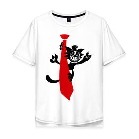 Мужская футболка хлопок Oversize с принтом Кот на галстуке , 100% хлопок | свободный крой, круглый ворот, “спинка” длиннее передней части | галстук | кот | котенок | котик | котяра | кошак | кошки