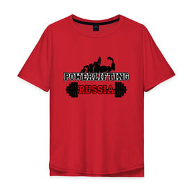 Мужская футболка хлопок Oversize с принтом Powerlifting Russia (2) , 100% хлопок | свободный крой, круглый ворот, “спинка” длиннее передней части | powerlifting