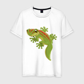 Мужская футболка хлопок с принтом Ящерица(3) , 100% хлопок | прямой крой, круглый вырез горловины, длина до линии бедер, слегка спущенное плечо. | животные | ящерица
