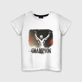 Детская футболка хлопок с принтом Box Champion , 100% хлопок | круглый вырез горловины, полуприлегающий силуэт, длина до линии бедер | 