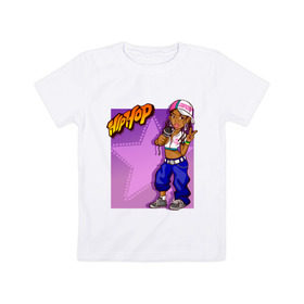 Детская футболка хлопок с принтом Hip Hop Girl (5) , 100% хлопок | круглый вырез горловины, полуприлегающий силуэт, длина до линии бедер | 