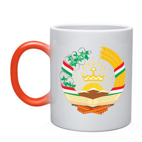 Кружка хамелеон с принтом Таджикистан герб , керамика | меняет цвет при нагревании, емкость 330 мл | Тематика изображения на принте: политические | таджикистан герб | таджиксткий