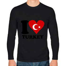 Мужской лонгслив хлопок с принтом I love turkey , 100% хлопок |  | i love turkey | полумесяц | турция | флаги | я люблю