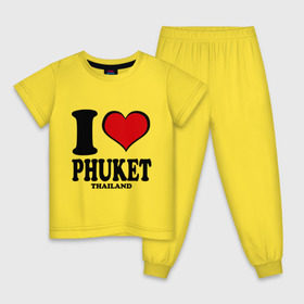 Детская пижама хлопок с принтом I love Phuket , 100% хлопок |  брюки и футболка прямого кроя, без карманов, на брюках мягкая резинка на поясе и по низу штанин
 | слон