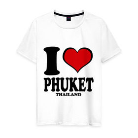 Мужская футболка хлопок с принтом I love Phuket , 100% хлопок | прямой крой, круглый вырез горловины, длина до линии бедер, слегка спущенное плечо. | слон