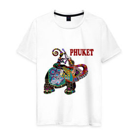 Мужская футболка хлопок с принтом Phuket (4) , 100% хлопок | прямой крой, круглый вырез горловины, длина до линии бедер, слегка спущенное плечо. | слон
