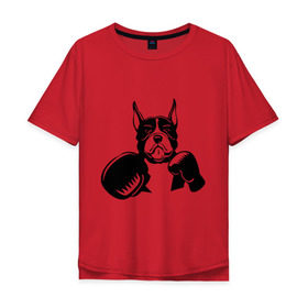 Мужская футболка хлопок Oversize с принтом Boxing dog , 100% хлопок | свободный крой, круглый ворот, “спинка” длиннее передней части | boxing dog | бойцовская собака | бокс | питбуль