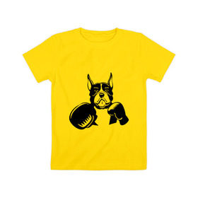 Детская футболка хлопок с принтом Boxing dog , 100% хлопок | круглый вырез горловины, полуприлегающий силуэт, длина до линии бедер | boxing dog | бойцовская собака | бокс | питбуль