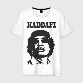 Мужская футболка хлопок с принтом Каддафи (4) , 100% хлопок | прямой крой, круглый вырез горловины, длина до линии бедер, слегка спущенное плечо. | восток | каддафи | ливия | министр | муамар