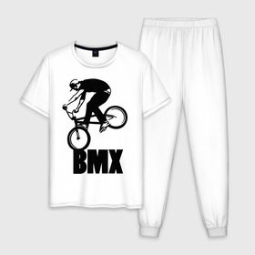 Мужская пижама хлопок с принтом BMX 3 , 100% хлопок | брюки и футболка прямого кроя, без карманов, на брюках мягкая резинка на поясе и по низу штанин
 | bmx | free style | бмэкс | велик | вело | велосипедист | фристайл | экстрим | экстримальный