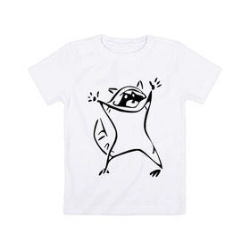 Детская футболка хлопок с принтом Енот , 100% хлопок | круглый вырез горловины, полуприлегающий силуэт, длина до линии бедер | enot | животные