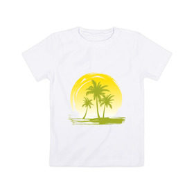 Детская футболка хлопок с принтом Райский уголок , 100% хлопок | круглый вырез горловины, полуприлегающий силуэт, длина до линии бедер | море | на море | пальмы | пляж | рай | райский отдых | райский уголок | райское наслаждение