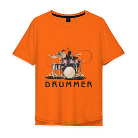 Мужская футболка хлопок Oversize с принтом Drummer , 100% хлопок | свободный крой, круглый ворот, “спинка” длиннее передней части | drummer | барабанщик | барабаны | драммер | ударник | ударные