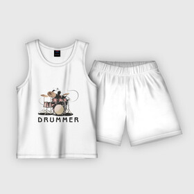 Детская пижама с шортами хлопок с принтом Drummer ,  |  | drummer | барабанщик | барабаны | драммер | ударник | ударные