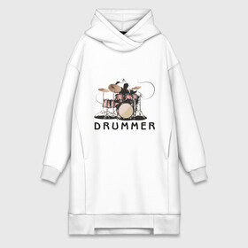 Платье-худи хлопок с принтом Drummer ,  |  | drummer | барабанщик | барабаны | драммер | ударник | ударные