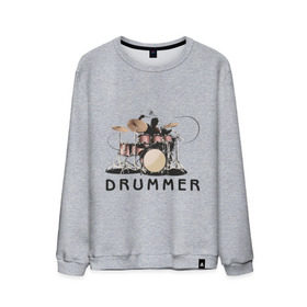 Мужской свитшот хлопок с принтом Drummer , 100% хлопок |  | drummer | барабанщик | барабаны | драммер | ударник | ударные