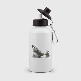 Бутылка спортивная с принтом Кунфу панда (2) , металл | емкость — 500 мл, в комплекте две пластиковые крышки и карабин для крепления | панда
