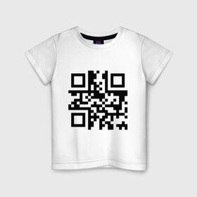 Детская футболка хлопок с принтом qr Код , 100% хлопок | круглый вырез горловины, полуприлегающий силуэт, длина до линии бедер | qr | qr код | qr кодandroid | андроид | штрих код