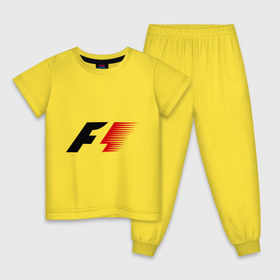 Детская пижама хлопок с принтом Formula 1 , 100% хлопок |  брюки и футболка прямого кроя, без карманов, на брюках мягкая резинка на поясе и по низу штанин
 | формула 1