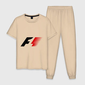 Мужская пижама хлопок с принтом Formula 1 , 100% хлопок | брюки и футболка прямого кроя, без карманов, на брюках мягкая резинка на поясе и по низу штанин
 | формула 1