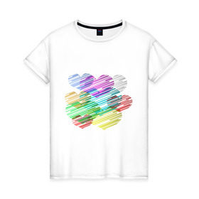 Женская футболка хлопок с принтом Сердечки (3) , 100% хлопок | прямой крой, круглый вырез горловины, длина до линии бедер, слегка спущенное плечо | heart | графика | любовь | рисунок | сердца | сердце