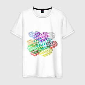 Мужская футболка хлопок с принтом Сердечки (3) , 100% хлопок | прямой крой, круглый вырез горловины, длина до линии бедер, слегка спущенное плечо. | heart | графика | любовь | рисунок | сердца | сердце