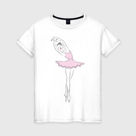 Женская футболка хлопок с принтом Балерина (2) , 100% хлопок | прямой крой, круглый вырез горловины, длина до линии бедер, слегка спущенное плечо | балерина | балет | искусство | театр