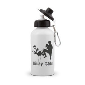 Бутылка спортивная с принтом Muay Thai (Муай Тай) , металл | емкость — 500 мл, в комплекте две пластиковые крышки и карабин для крепления | Тематика изображения на принте: емельяненко