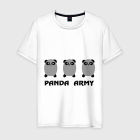 Мужская футболка хлопок с принтом Panda army , 100% хлопок | прямой крой, круглый вырез горловины, длина до линии бедер, слегка спущенное плечо. | панда