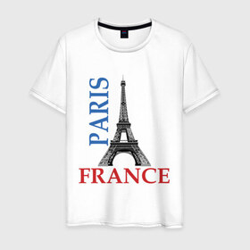 Мужская футболка хлопок с принтом Paris - France , 100% хлопок | прямой крой, круглый вырез горловины, длина до линии бедер, слегка спущенное плечо. | Тематика изображения на принте: france | paris | башня | башня в париже | париж | франция | эйфелева башня