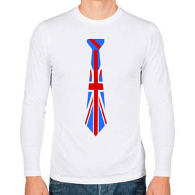 Мужской лонгслив хлопок с принтом Британский флаг на галстуке , 100% хлопок |  | британский флаг