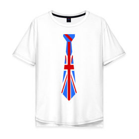 Мужская футболка хлопок Oversize с принтом Британский флаг на галстуке , 100% хлопок | свободный крой, круглый ворот, “спинка” длиннее передней части | британский флаг