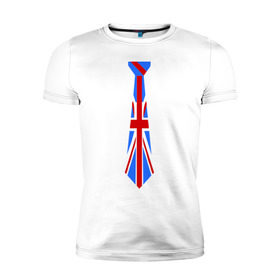 Мужская футболка премиум с принтом Британский флаг на галстуке , 92% хлопок, 8% лайкра | приталенный силуэт, круглый вырез ворота, длина до линии бедра, короткий рукав | британский флаг