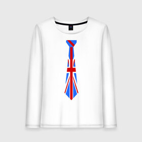 Женский лонгслив хлопок с принтом Британский флаг на галстуке , 100% хлопок |  | Тематика изображения на принте: британский флаг