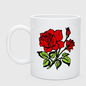 Кружка с принтом Роза , керамика | объем — 330 мл, диаметр — 80 мм. Принт наносится на бока кружки, можно сделать два разных изображения | красная роза | роза | розочка | цветок | цветы