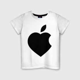 Детская футболка хлопок с принтом Сердце- яблоко , 100% хлопок | круглый вырез горловины, полуприлегающий силуэт, длина до линии бедер | apple | mac | steve jobs | мак | стив джоббс | стив джобс | стив джопс | стивен джобс | эпл