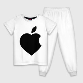 Детская пижама хлопок с принтом Сердце- яблоко , 100% хлопок |  брюки и футболка прямого кроя, без карманов, на брюках мягкая резинка на поясе и по низу штанин
 | apple | mac | steve jobs | мак | стив джоббс | стив джобс | стив джопс | стивен джобс | эпл