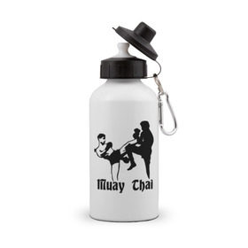 Бутылка спортивная с принтом Muay Thai (2) , металл | емкость — 500 мл, в комплекте две пластиковые крышки и карабин для крепления | Тематика изображения на принте: муай тай