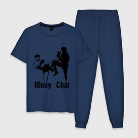 Мужская пижама хлопок с принтом Muay Thai (2) , 100% хлопок | брюки и футболка прямого кроя, без карманов, на брюках мягкая резинка на поясе и по низу штанин
 | Тематика изображения на принте: муай тай